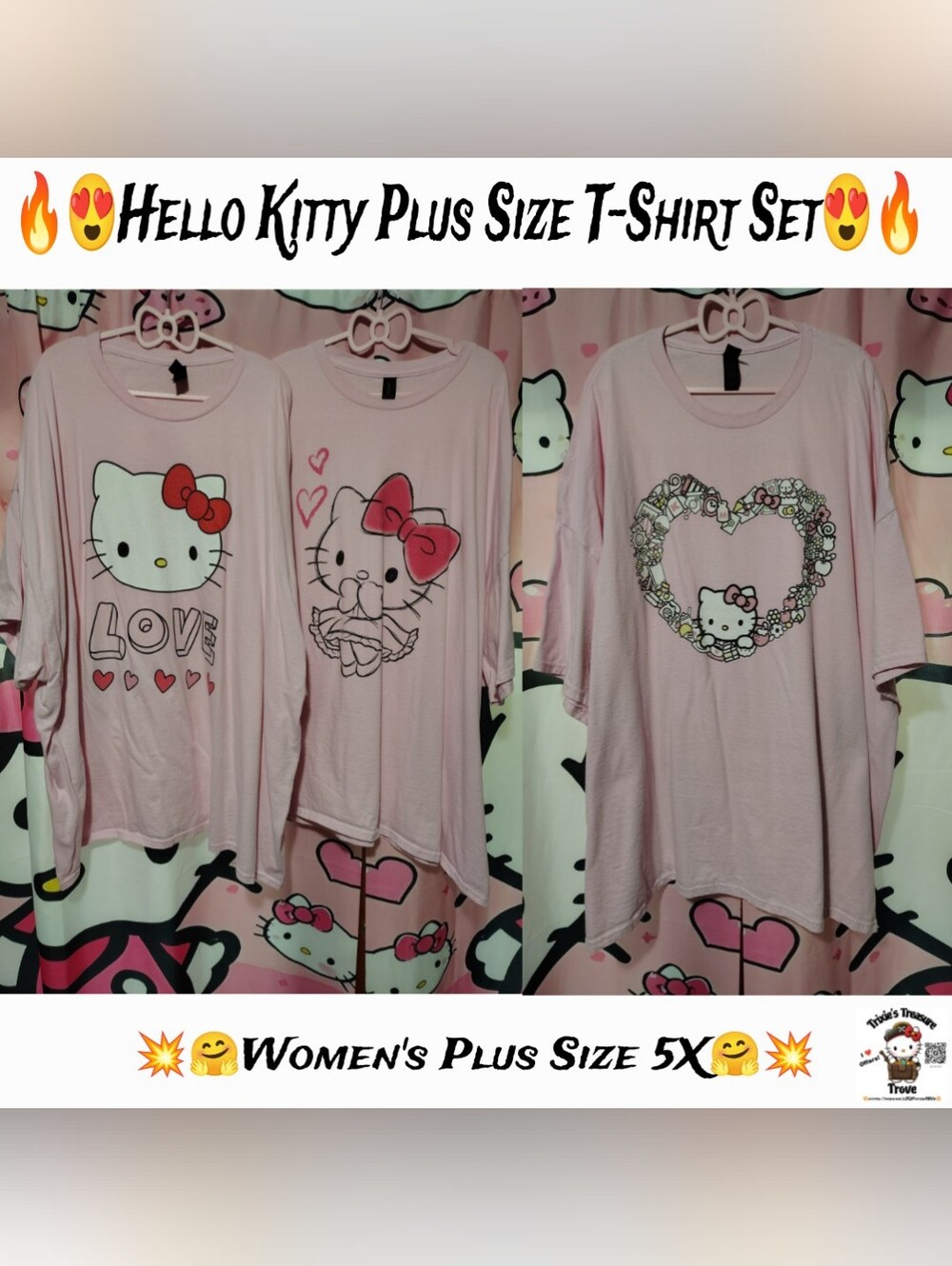 Hello Kitty Plus Size Graphic Tee Trio - (Size 5X)